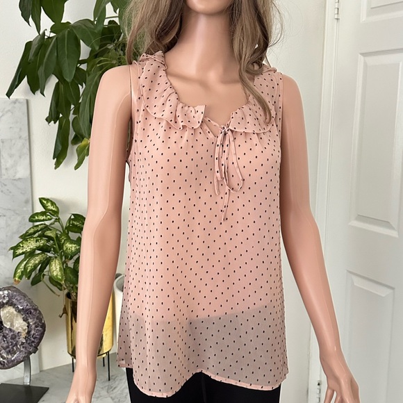 LOFT Pink Polka Dot Blouse - Picture 1 of 4